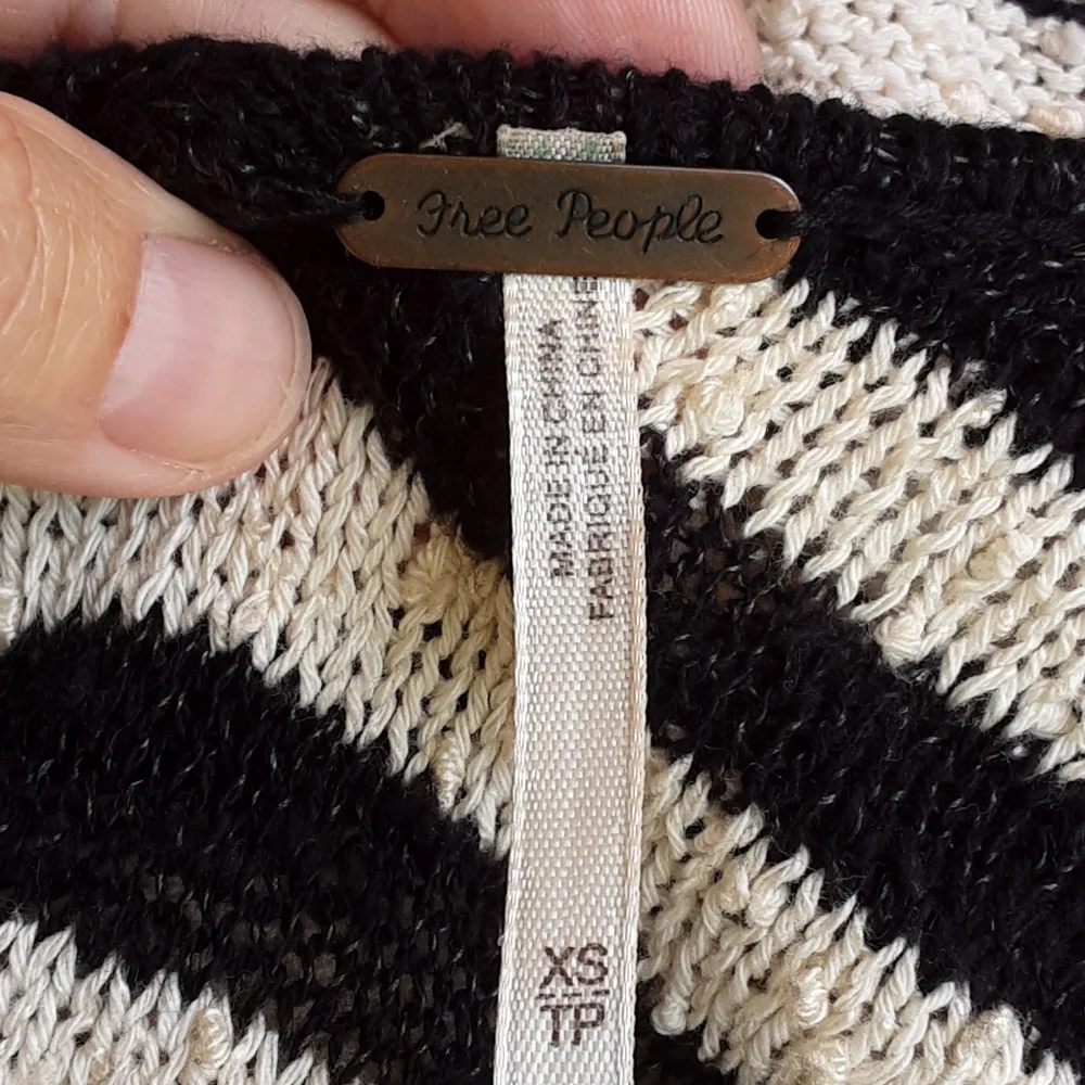 Free People Counting Stripes Black/White Nubby Swing Tunic Sweater Dress.